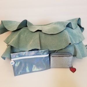 Lizden Suede Washable turquoise purse and accessor